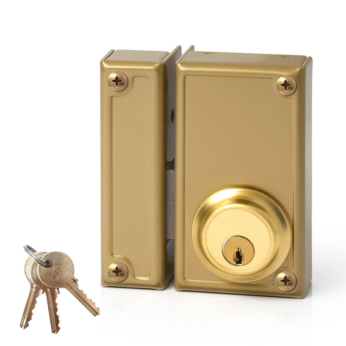Fechadura de sobreposição Jis 33-6i Dourado 52 mm Esquerda 60 mm Sobrepor