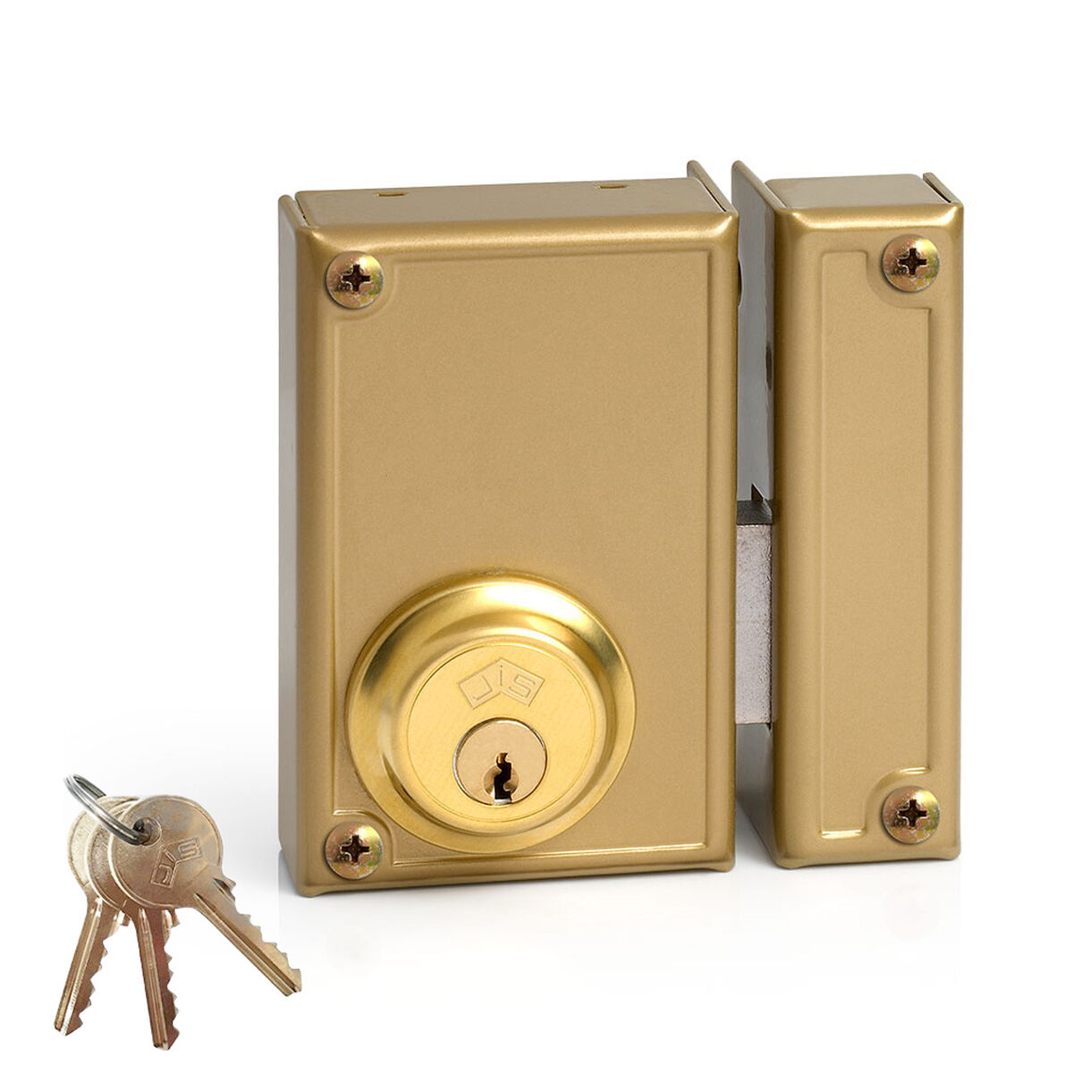 Fechadura de sobreposição Jis 33-7d Dourado Direita 70 mm Sobrepor