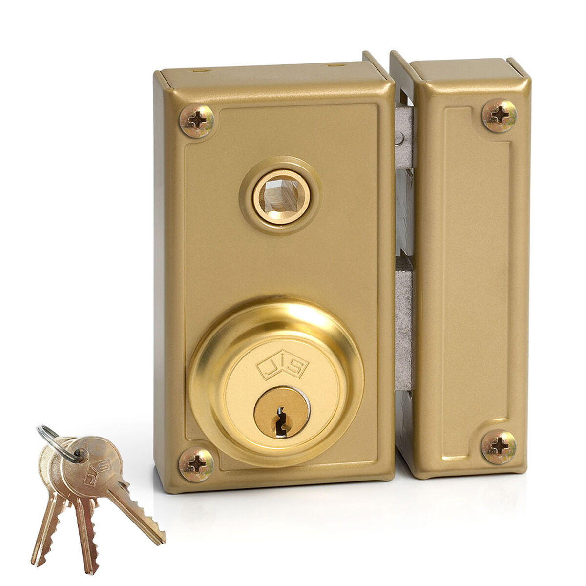 Fechadura de sobreposição Jis 35-6d Dourado Direita 60 mm Sobrepor