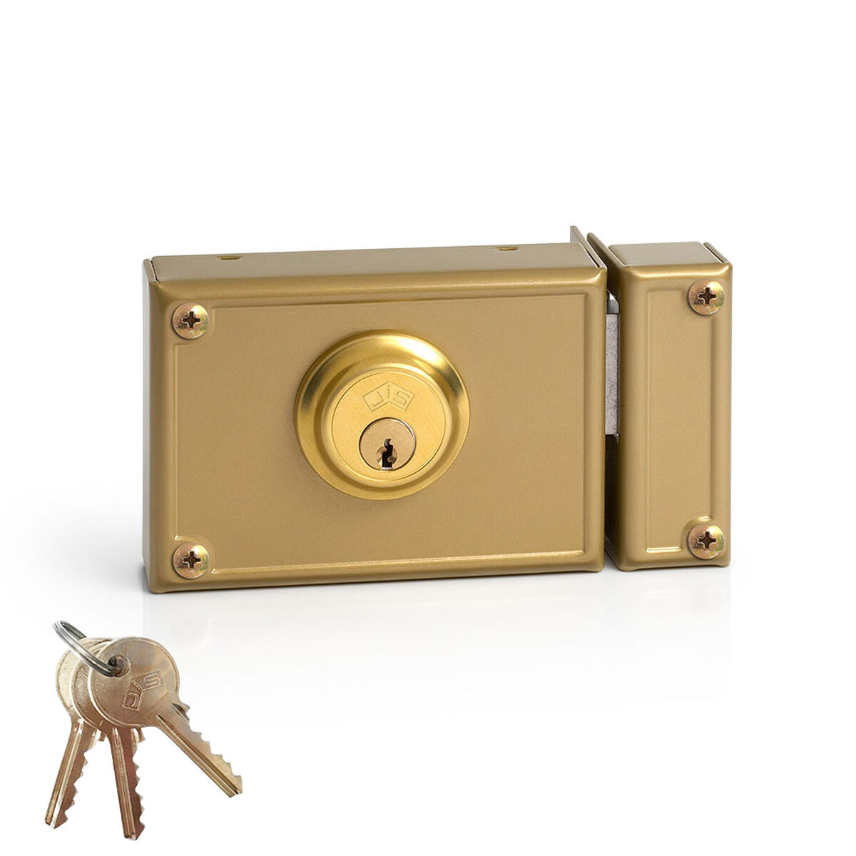 Fechadura de sobreposição Jis 11-12d Dourado 52 mm Direita 120 mm Sobrepor
