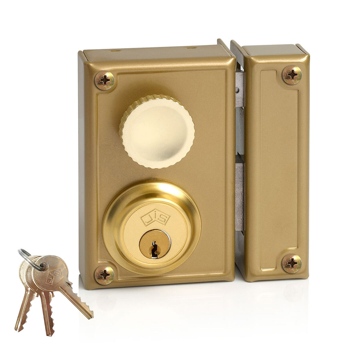 Fechadura de sobreposição Jis 34-7d Dourado 52 mm Direita Aço Sobrepor