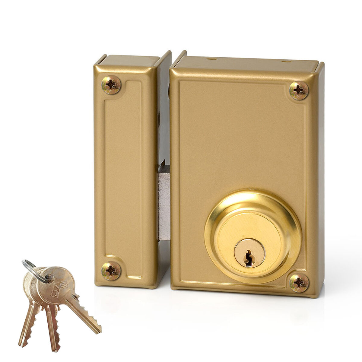 Fechadura de sobreposição Jis 33-7i Dourado 52 mm Esquerda 70 mm Sobrepor