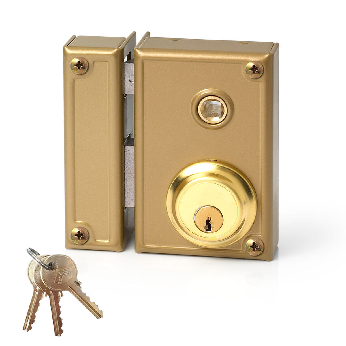 Fechadura de sobreposição Jis 35-7i Dourado 52 mm Esquerda 70 mm Metal Níquel Sobrepor