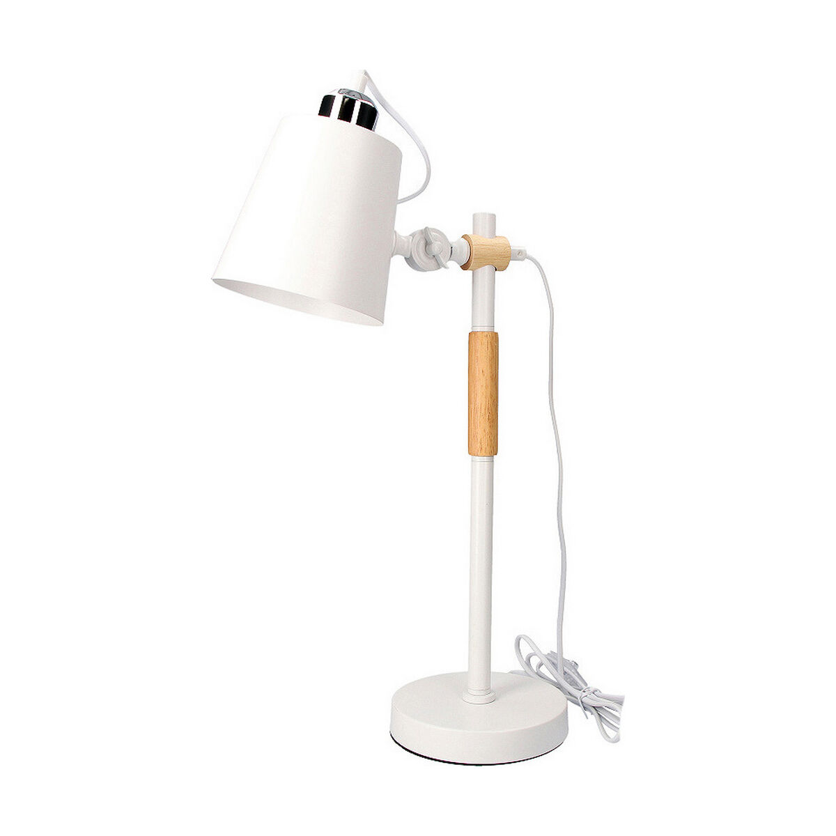 Flexo/Lâmpada de secretária EDM 32115 Branco Madeira Metal 60 W E27 Ø 15 x 54 cm Vintage