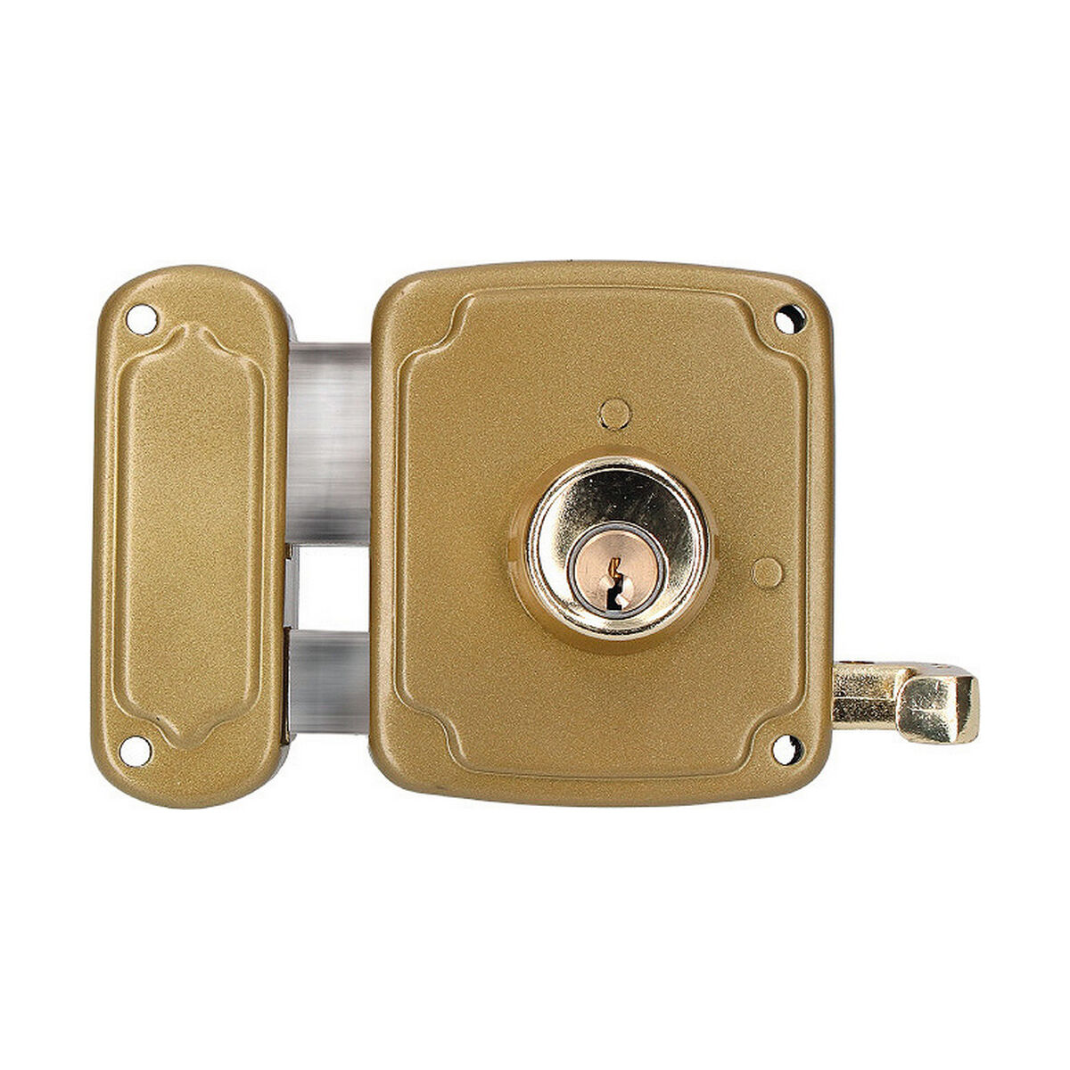 Fechadura de sobreposição EDM 85265 Dourado Aço 80 x 94 mm Sobrepor