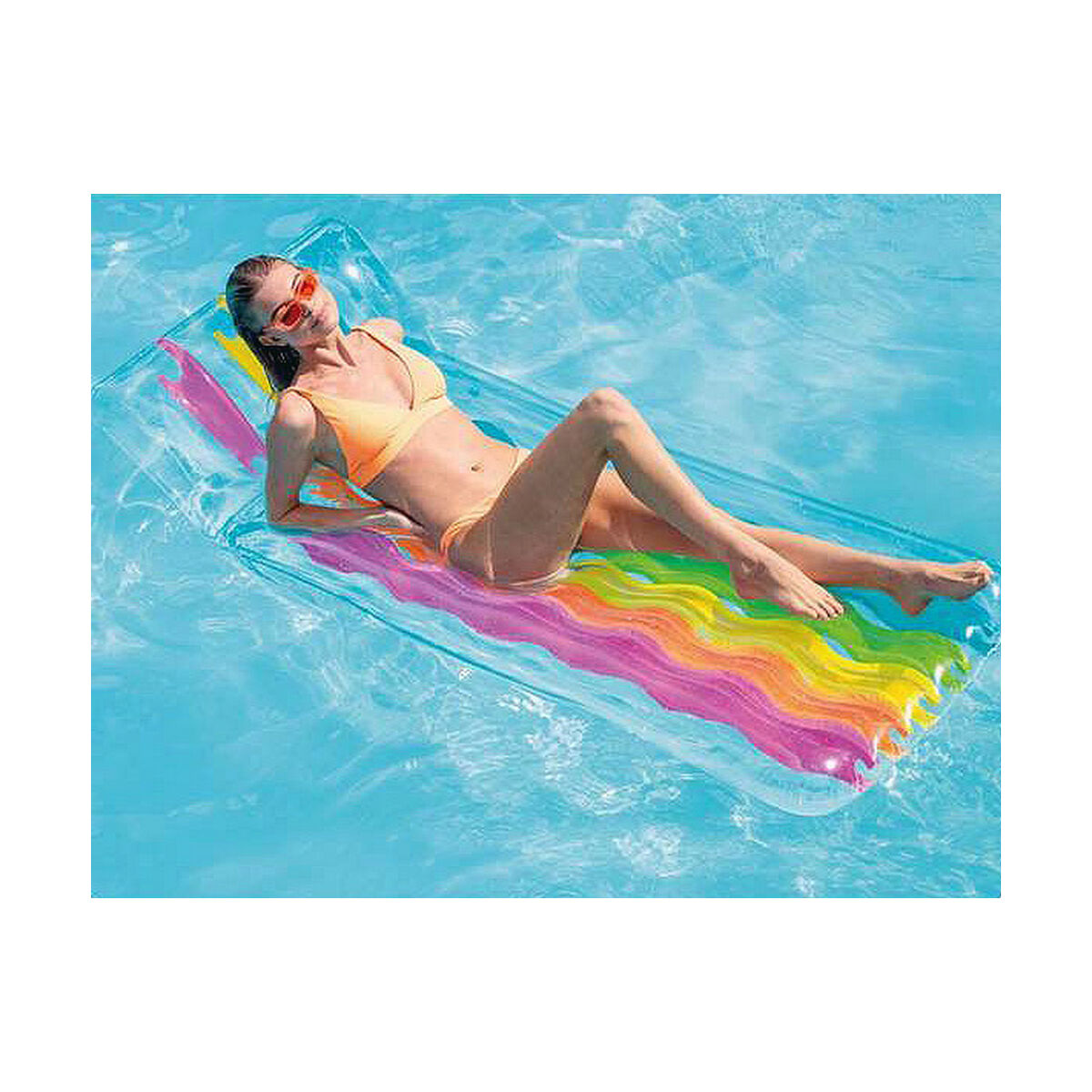 Colchão Insuflável Intex Transparente Arco-íris PVC (203 x 84 cm)