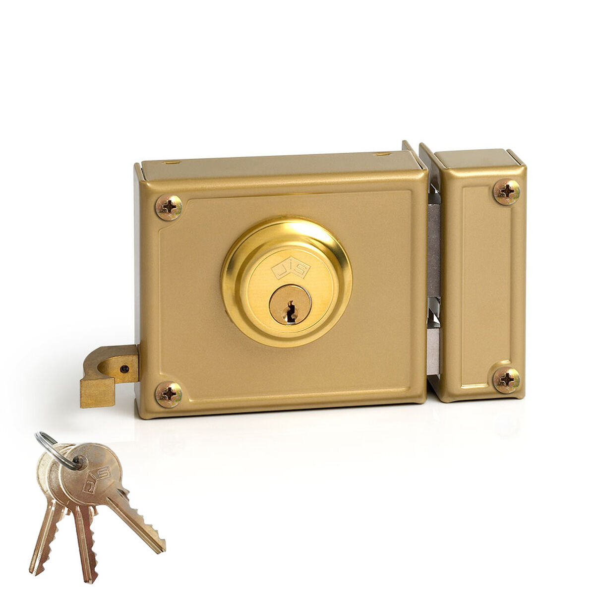 Fechadura de sobreposição Jis 12-10d Dourado 52 mm Direita 100 mm Sobrepor