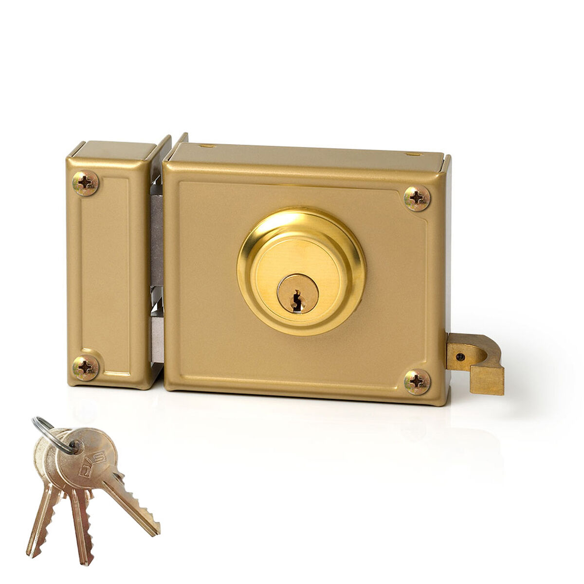 Fechadura de sobreposição Jis 12-10i Dourado 52 mm Esquerda 100 mm Sobrepor