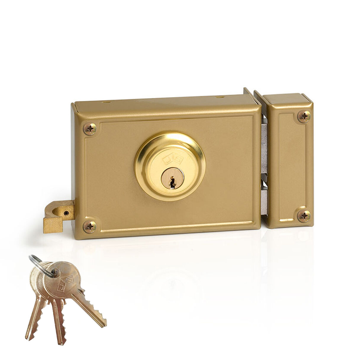 Fechadura de sobreposição Jis 12-12d Dourado 52 mm Direita 120 mm Sobrepor