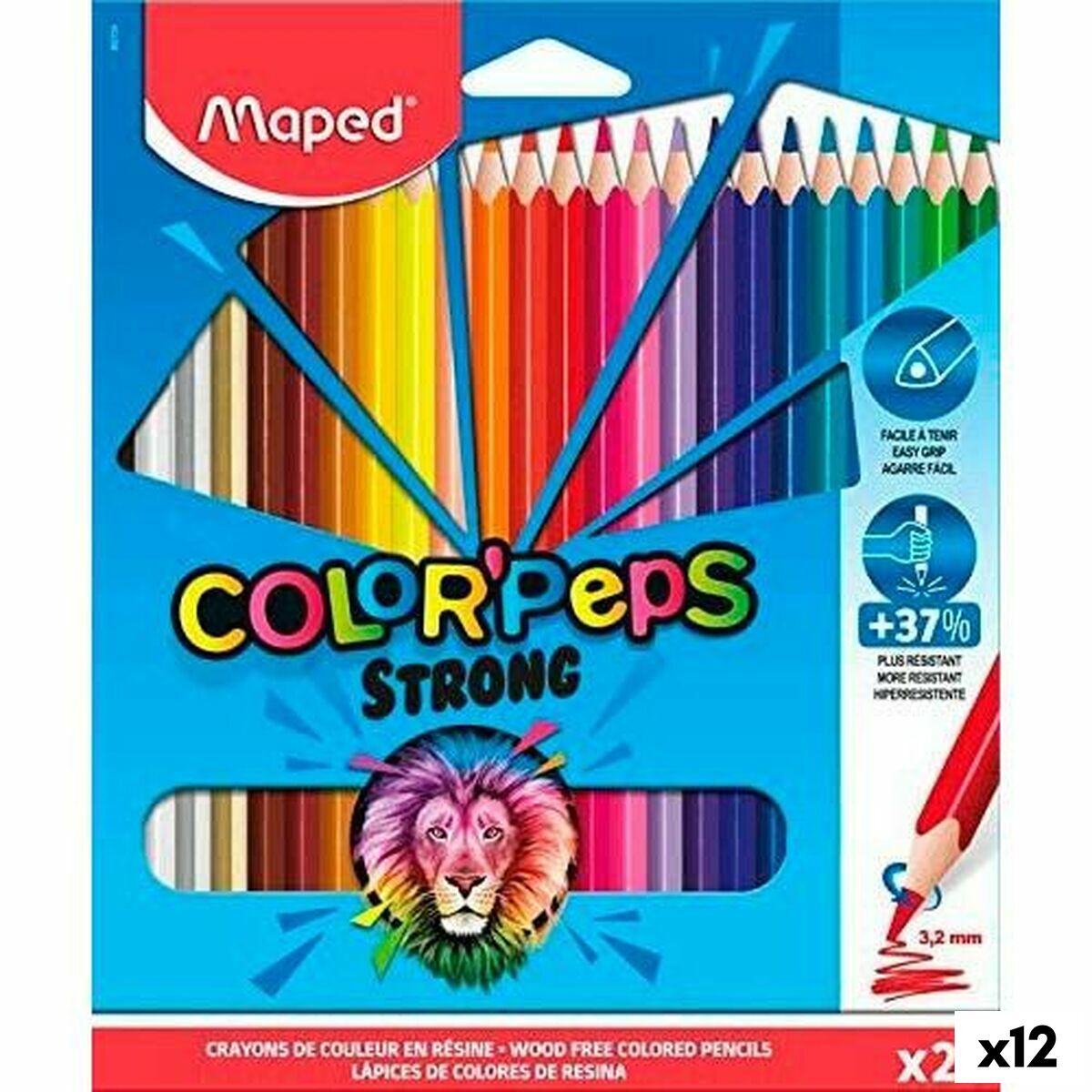 Lápis de cores Maped Color' Peps Strong Multicolor 24 Peças (12 Unidades)