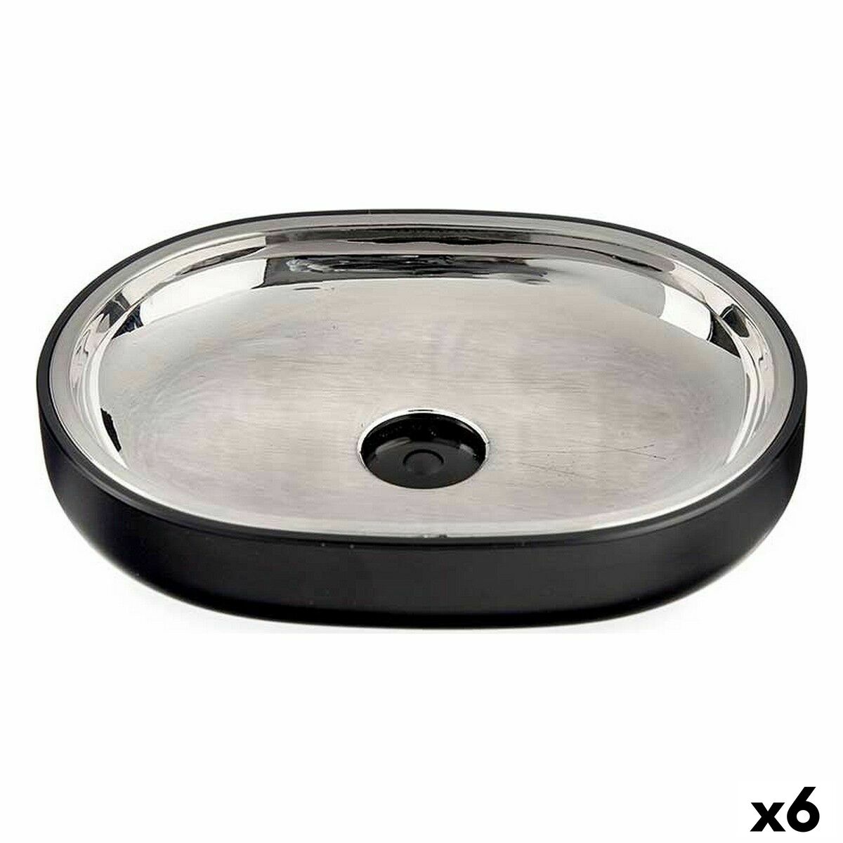 Saboneteira Berilo Preto Aço inoxidável Plástico 9,5 x 2,5 x 13 cm 13 x 2,5 x 9,5 cm (6 Unidades)