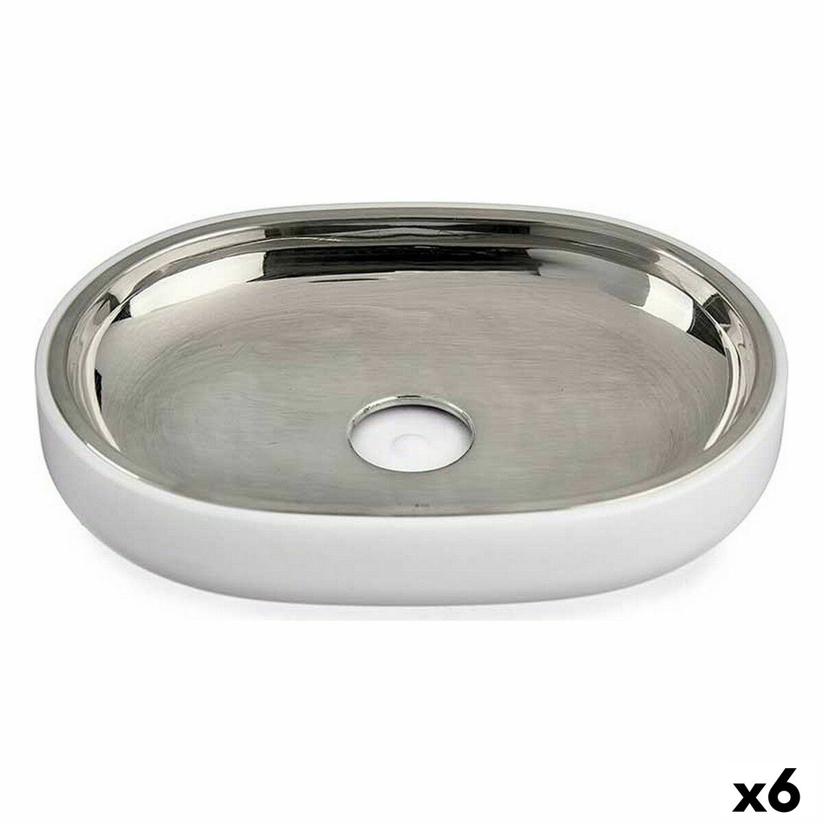 Saboneteira Berilo Branco Prateado Aço inoxidável Plástico 9,5 x 2,5 x 13 cm 13 x 2,5 x 9,5 cm (6 Unidades)