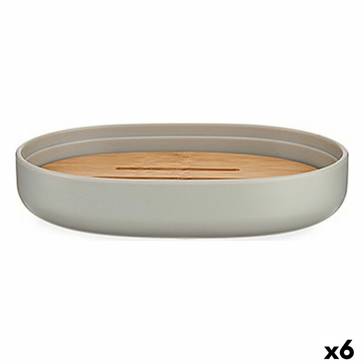 Saboneteira Berilo Castanho Cinzento Bambu Polipropileno 9,5 x 2,5 x 13 cm 13 x 2,5 x 9,5 cm (6 Unidades)