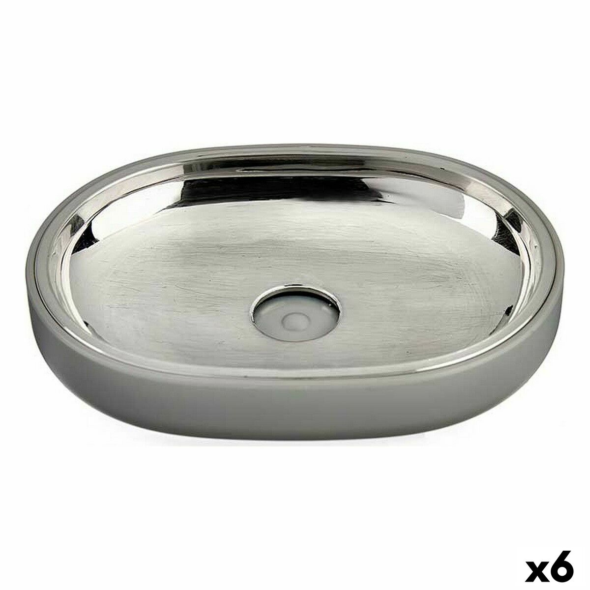 Saboneteira Berilo Cinzento Prateado Aço inoxidável Plástico 9,5 x 2,5 x 13 cm 13 x 2,5 x 9,5 cm (6 Unidades)