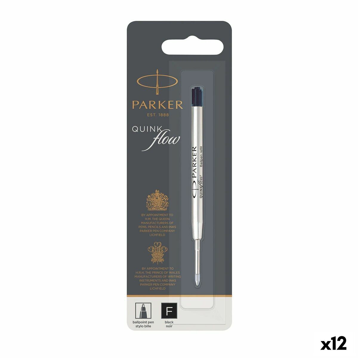 Caneta sobresselente Parker Quink Flow Preto (12 Unidades)