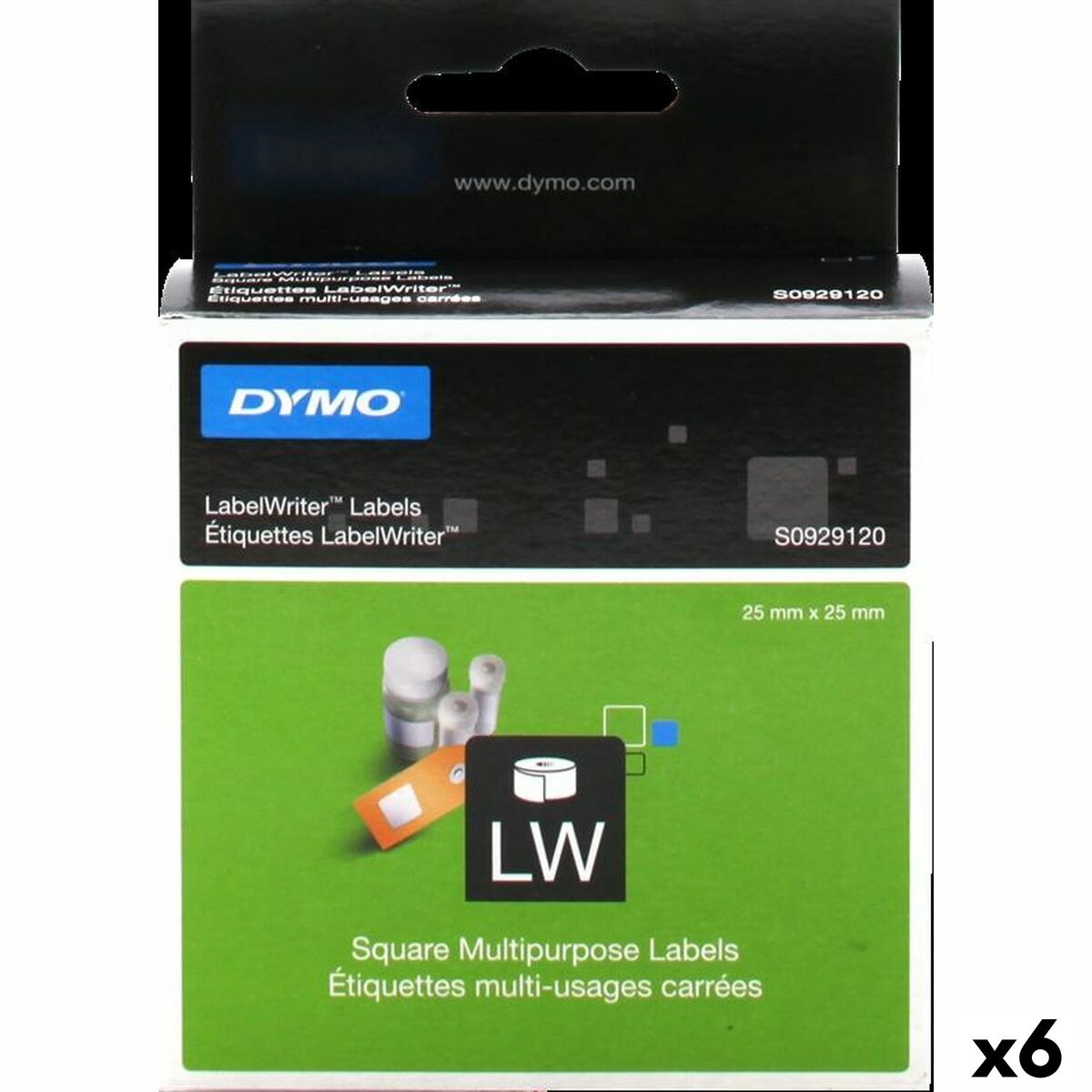 Fita Magnética Dymo LabelWriter Branco Etiquetas 25 x 25 mm (6 Unidades)