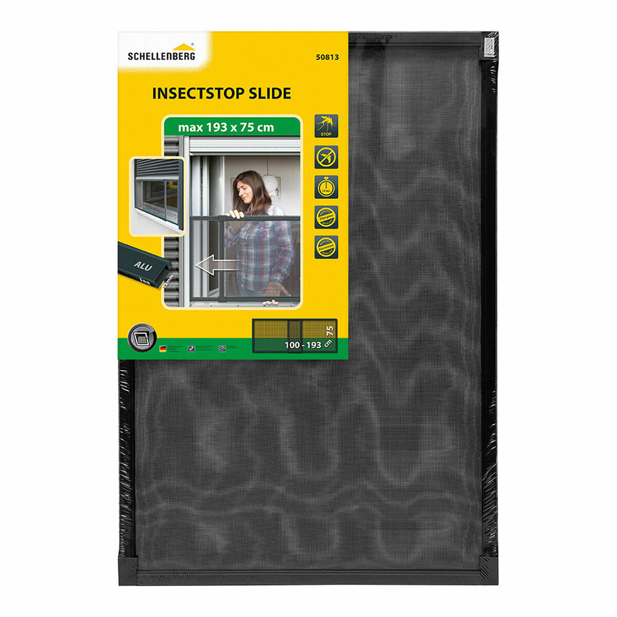 Mosquiteiro Schellenberg Antracite Alumínio Extensível Com moldura Fibra de Vidro 75 x 100 cm