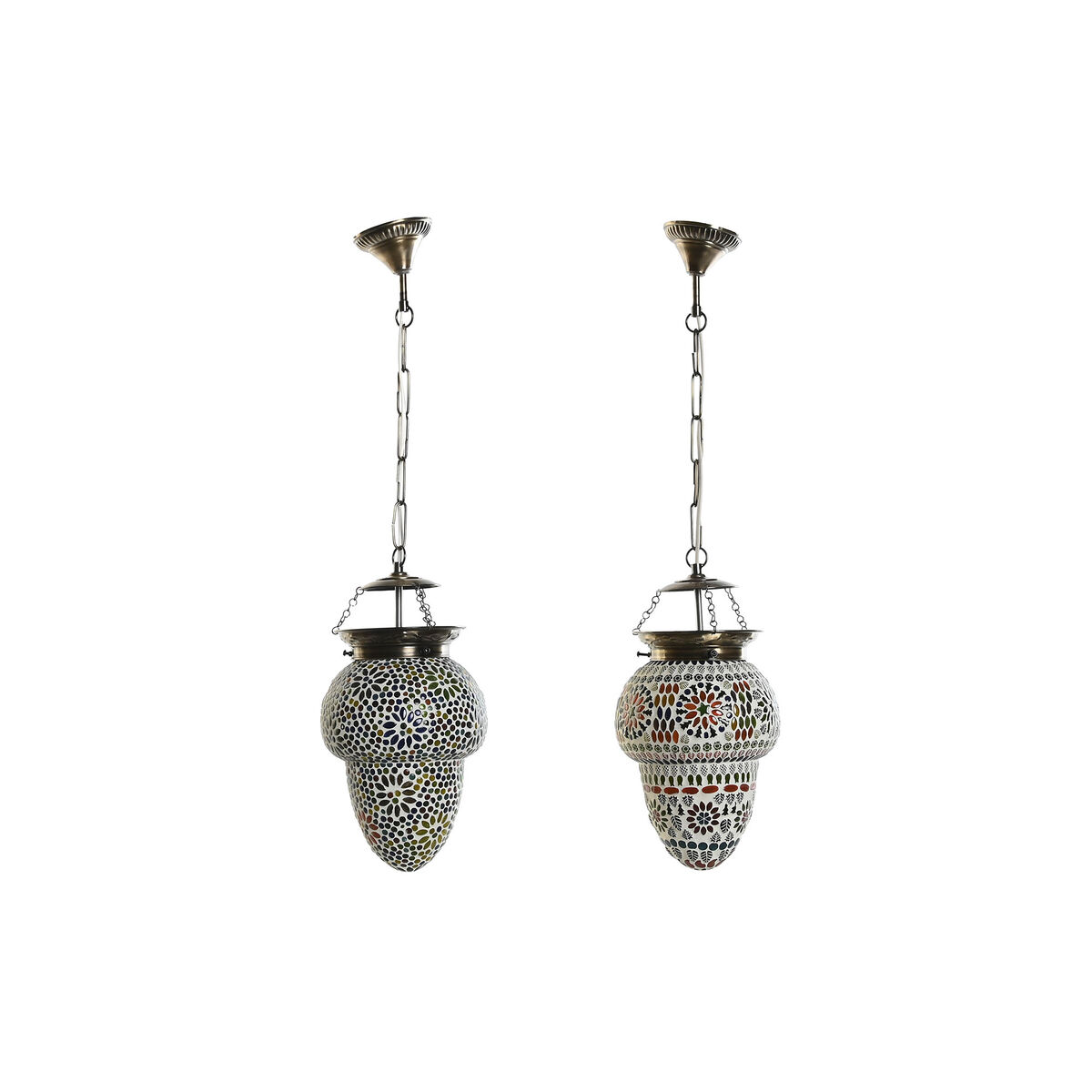 Candeeiro de teto DKD Home Decor Cristal Metal Multicolor 25 W 20 x 20 x 28 cm (2 Unidades)