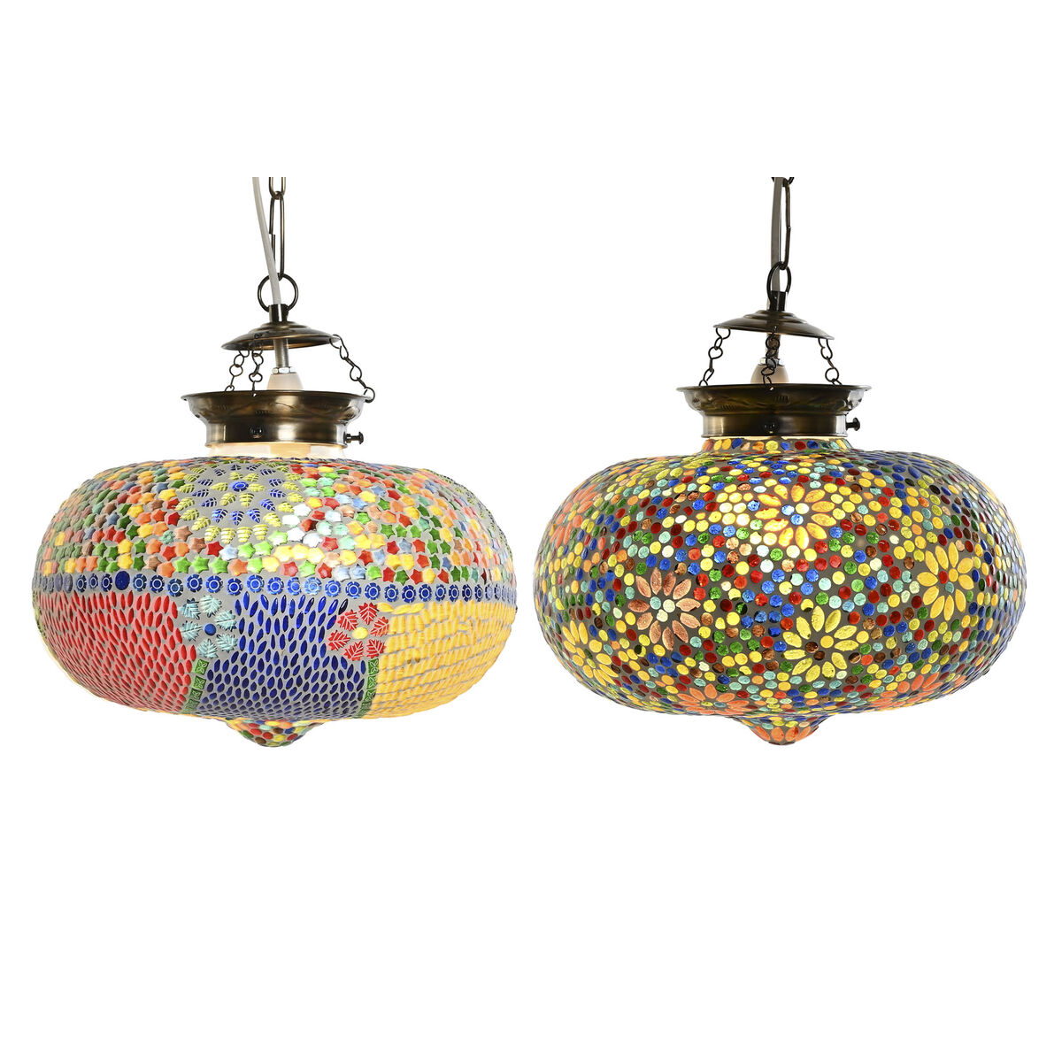 Candeeiro de teto DKD Home Decor 32 x 32 x 26 cm Cristal Multicolor 25 W (2 Unidades)