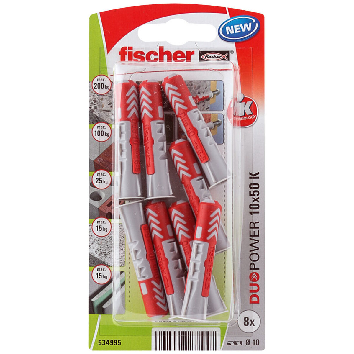 Tacos Fischer DuoPower 534995 Ø 10 x 50 mm Nylon (8 Unidades)
