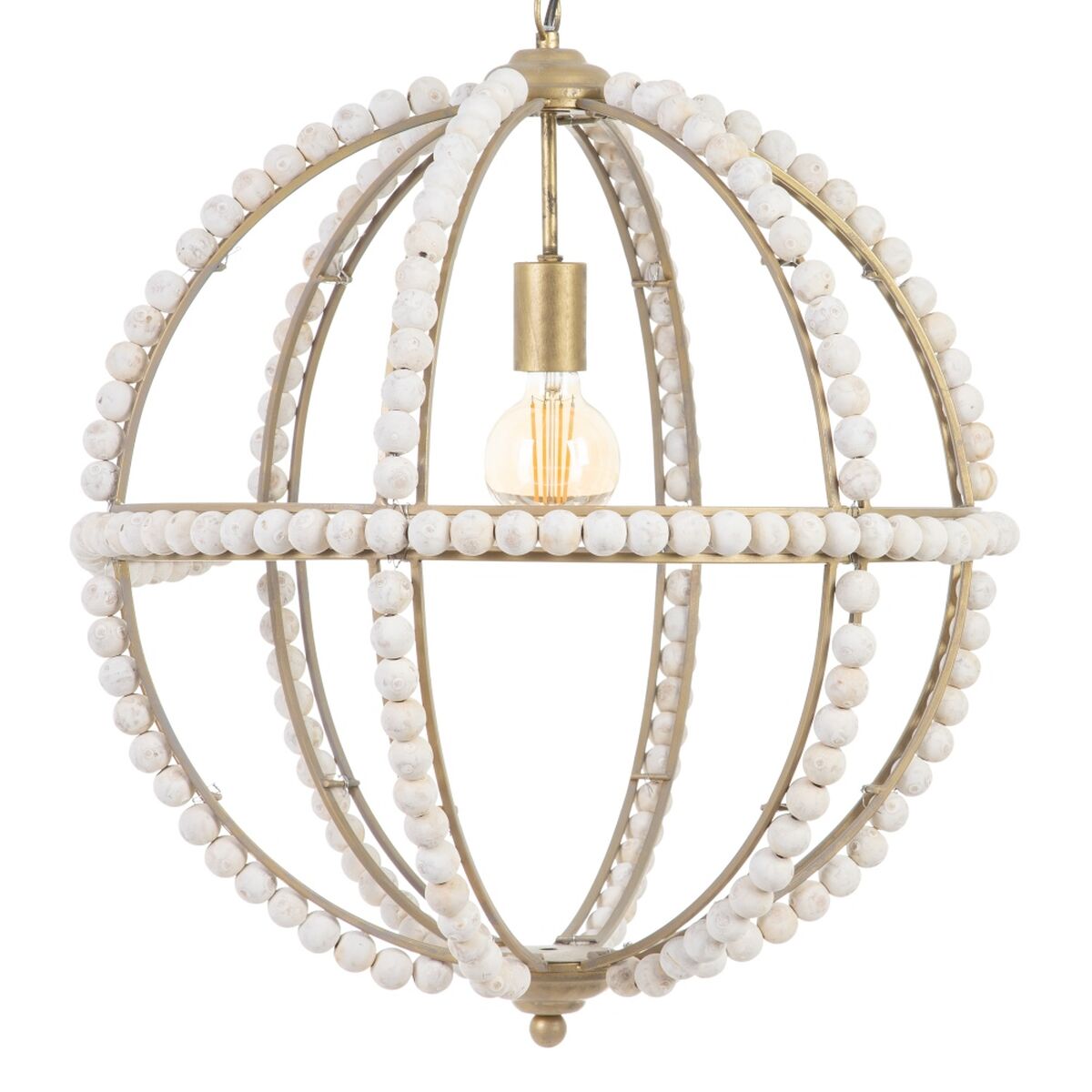 Candeeiro de teto 54 x 54 x 54 cm Metal Madeira Branco 220 V 240 V