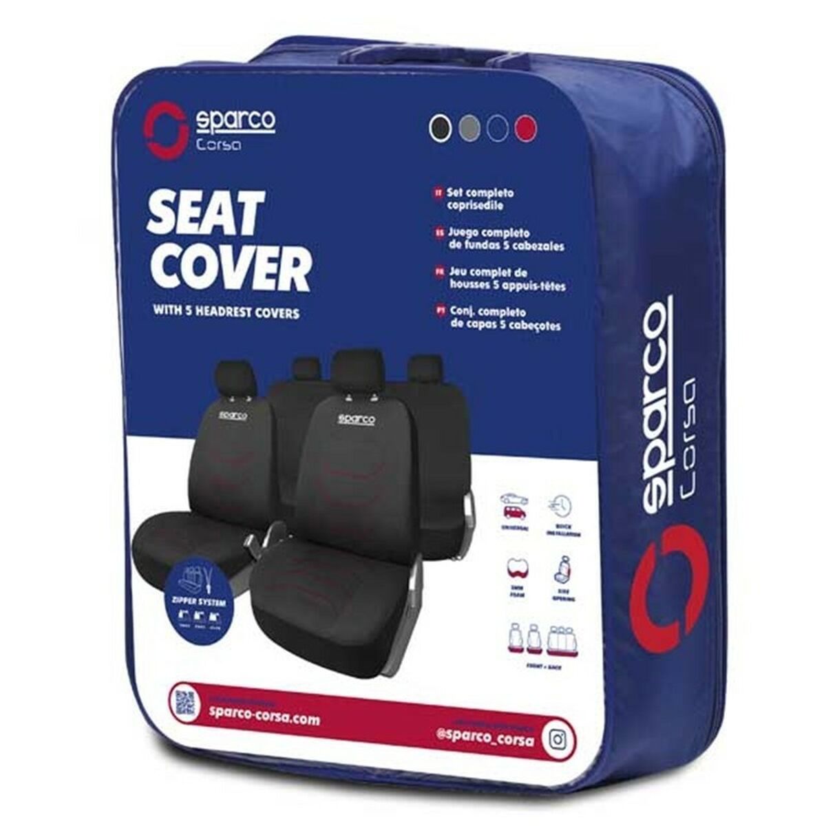 Conjunto de Capas para Assentos Sparco Corsa Preto/Vermelho