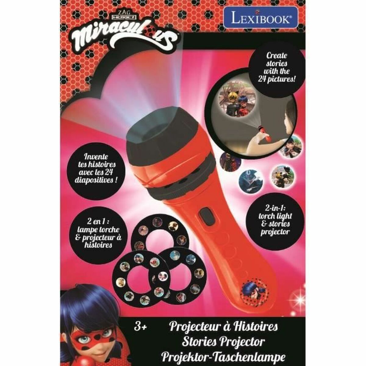Jogo Educativo Lexibook Miraculous Vermelho rouge Projector Contador de Histórias