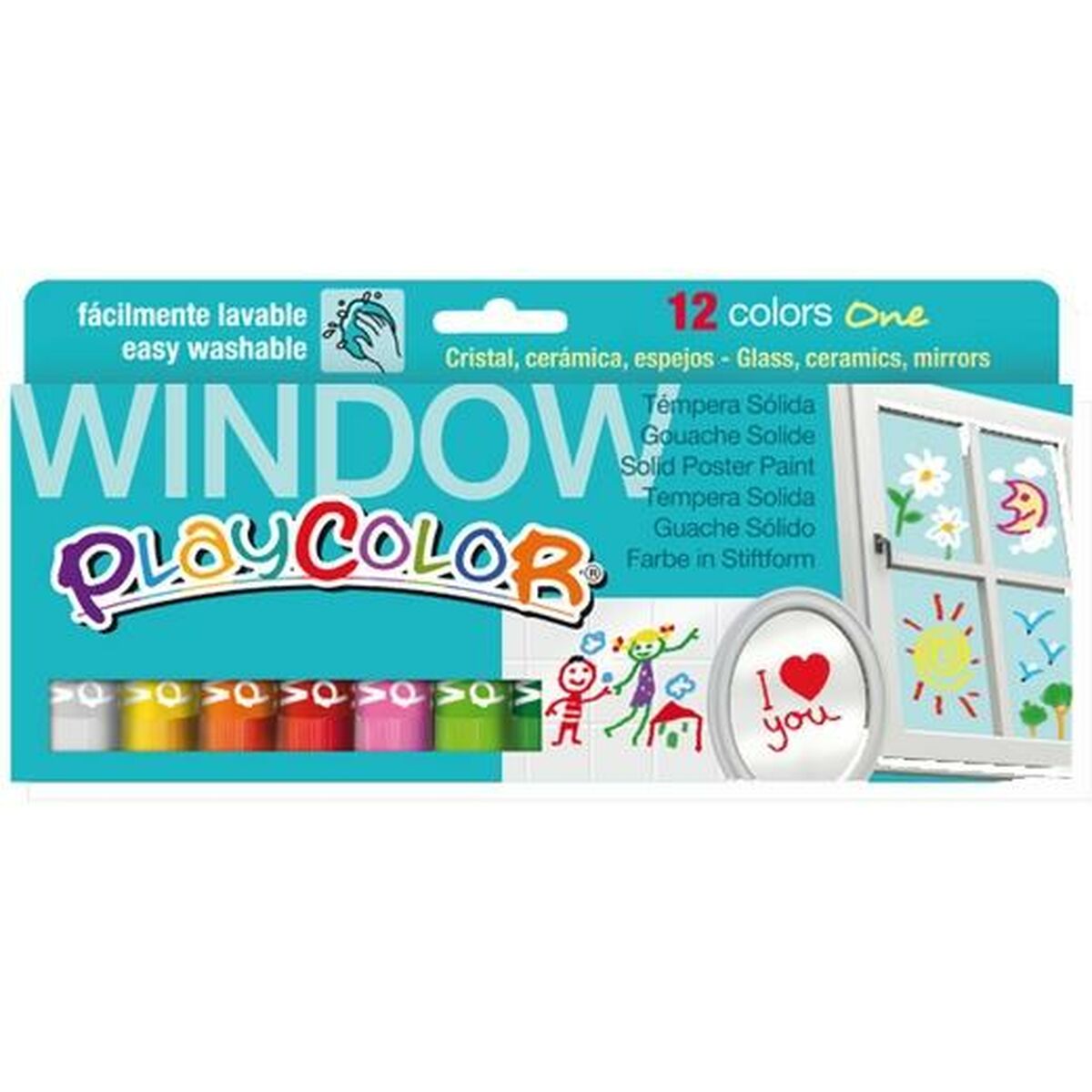 Têmperas sólidas Playcolor 12 Peças Multicolor