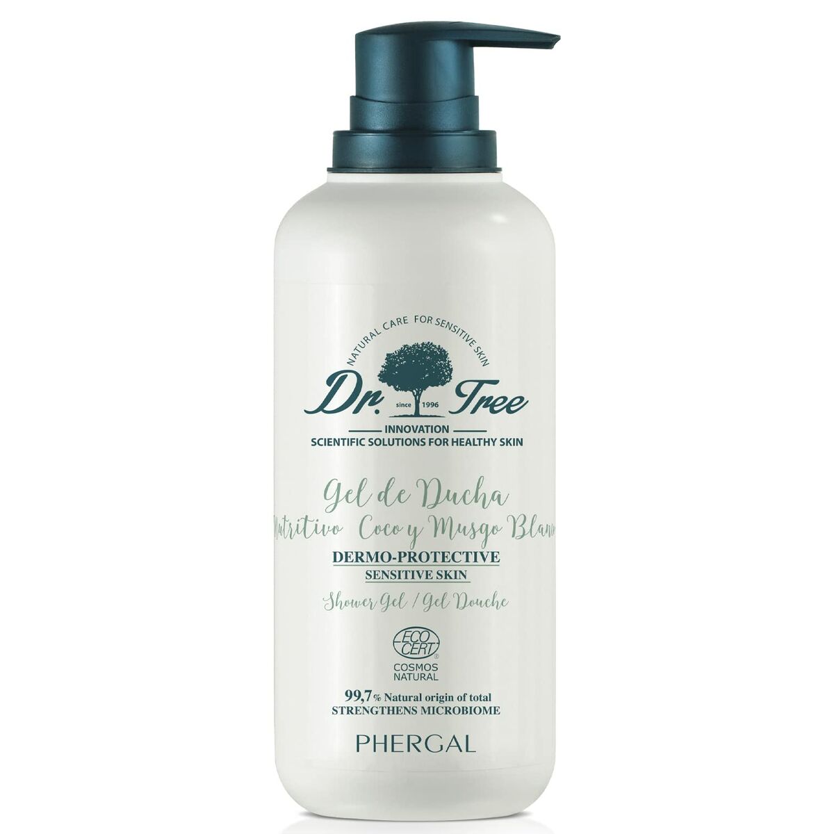 Gel de duche Dr. Tree Dermoprotector Gel De Ducha 500 ml Pele sensível Coco Musgo Nutritivo