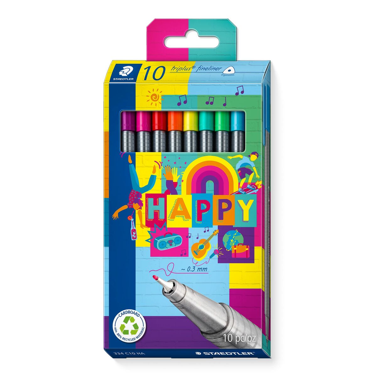 Conjunto de Canetas de Feltro Staedtler Triplus Fineliner 334 10 Peças Multicolor