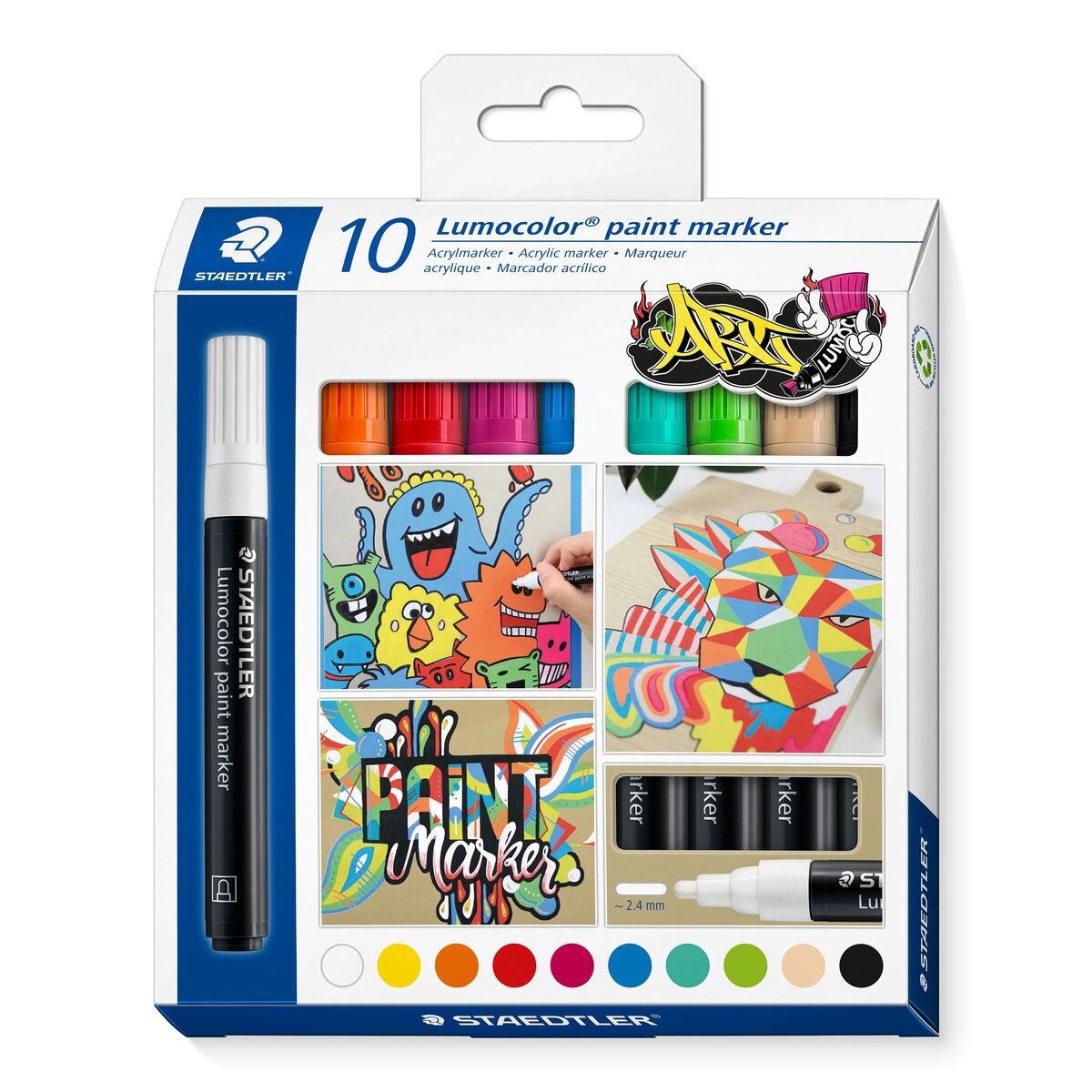 Conjunto de Marcadores Staedtler Lumocolor 349 Multicolor 10 Peças