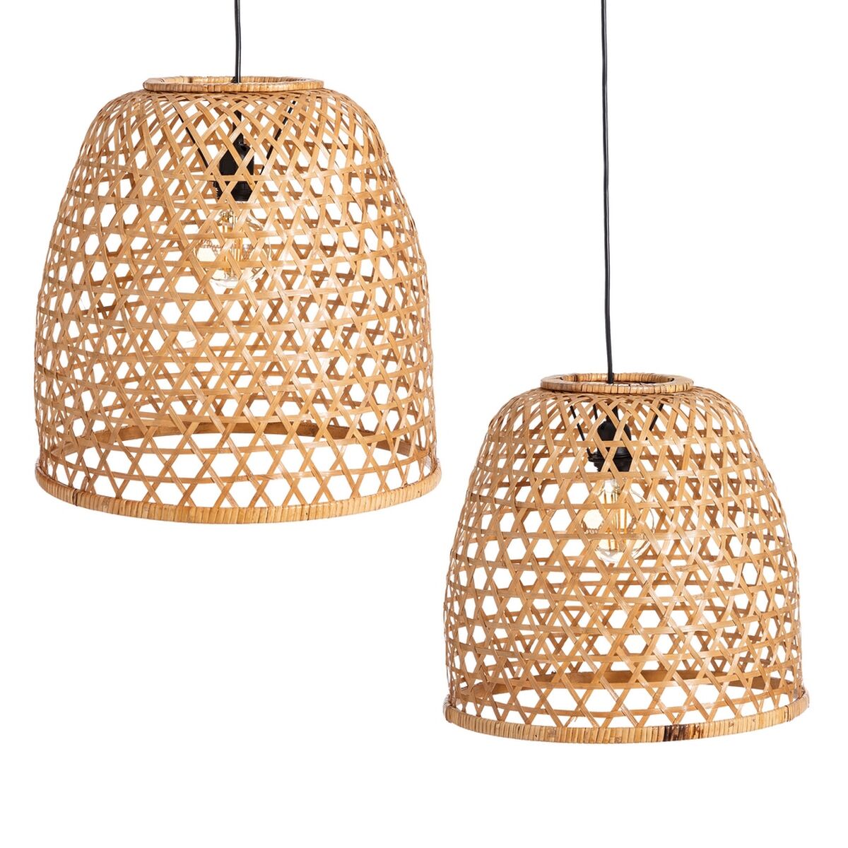 Candeeiro de teto Natural Bambu 42 x 42 x 42 cm (2 Unidades)