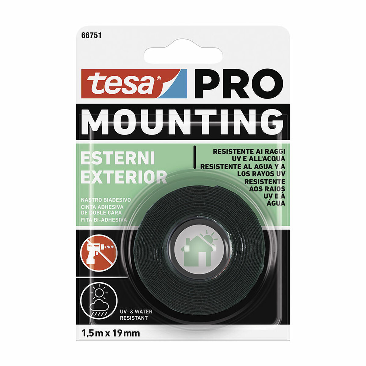 Fita de Dupla Face TESA Mounting Pro Exterior 19 mm x 1,5 m Multicolor