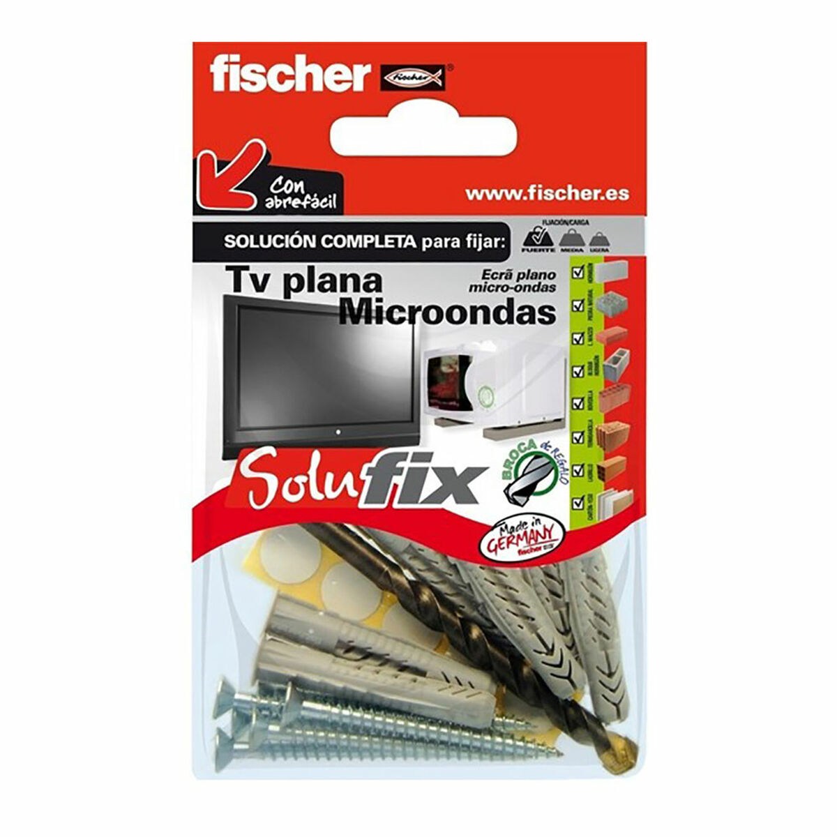 Kit de Fixação Fischer Solufix 502690 Microondas Televisão 10 Peças