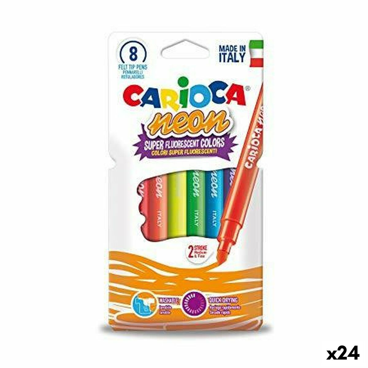 Conjunto de Marcadores Fluorescentes Carioca Neon Multicolor (24 Unidades)