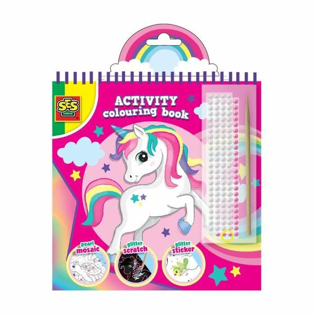 Desenhos para pintar SES Creative Activity Colouring Book Conjunto de etiquetas Caderno 3 em 1