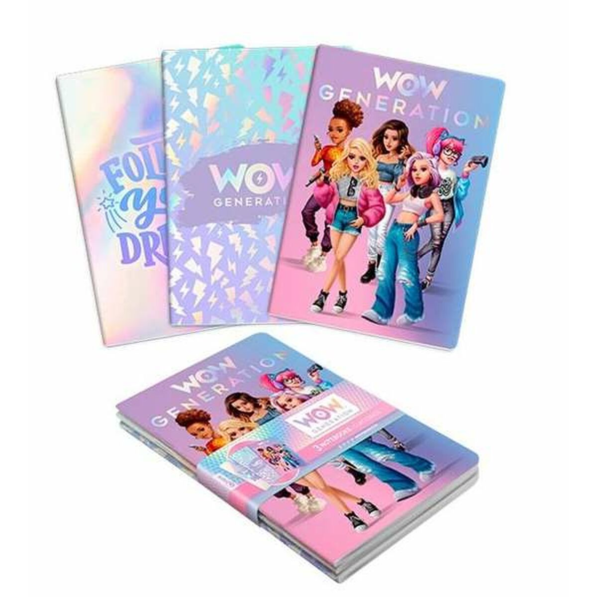 Caderno Wow Generation A5 Tampa macia 3 Unidades