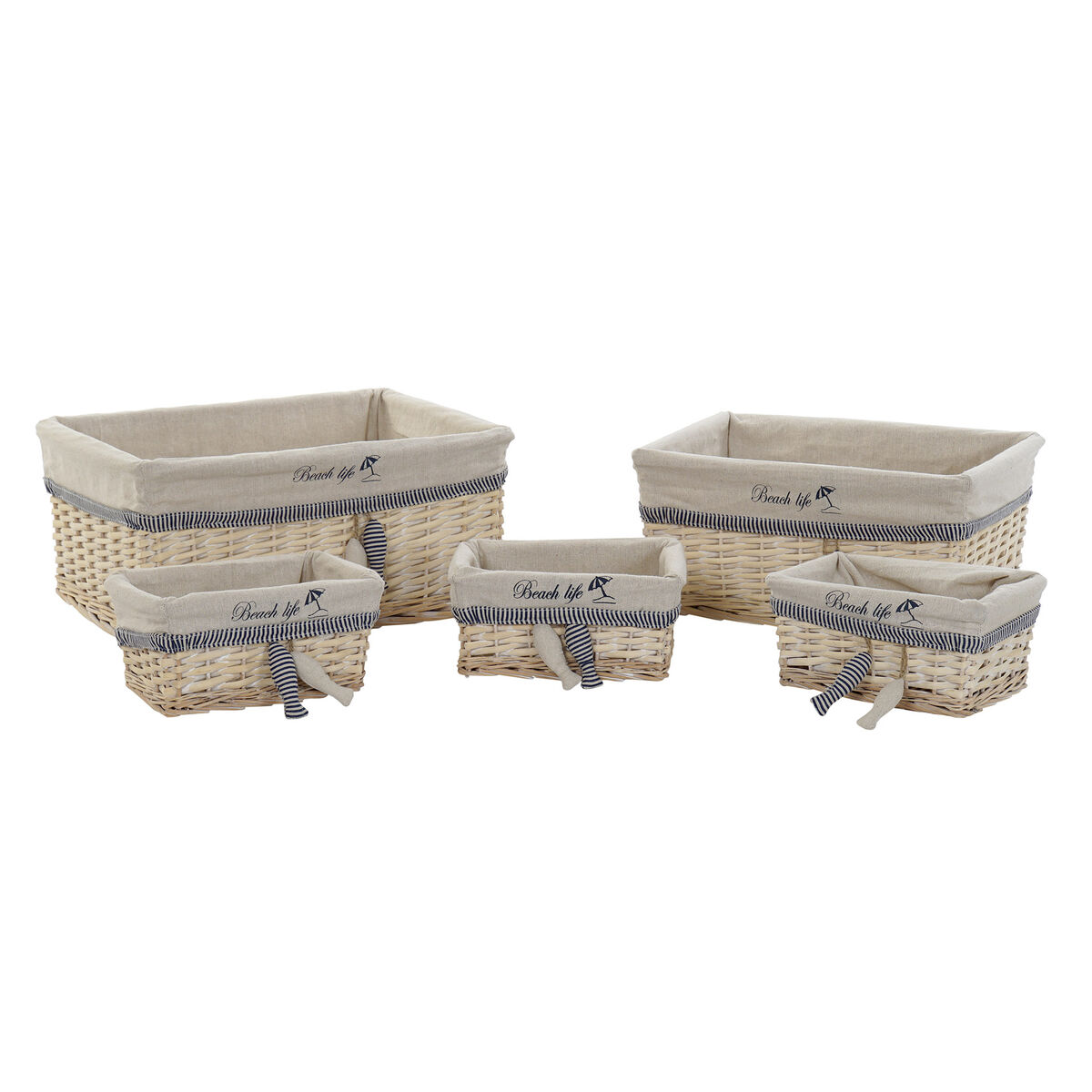 Conjunto de Cestas DKD Home Decor Espirais Mediterrâneo 48 x 38 x 13 cm