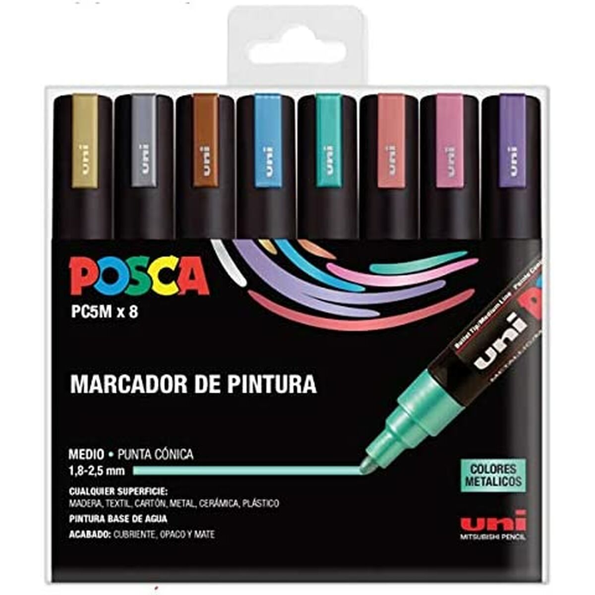 Conjunto de Marcadores Uni-Ball PC-5M/8C 8 Peças Multicolor