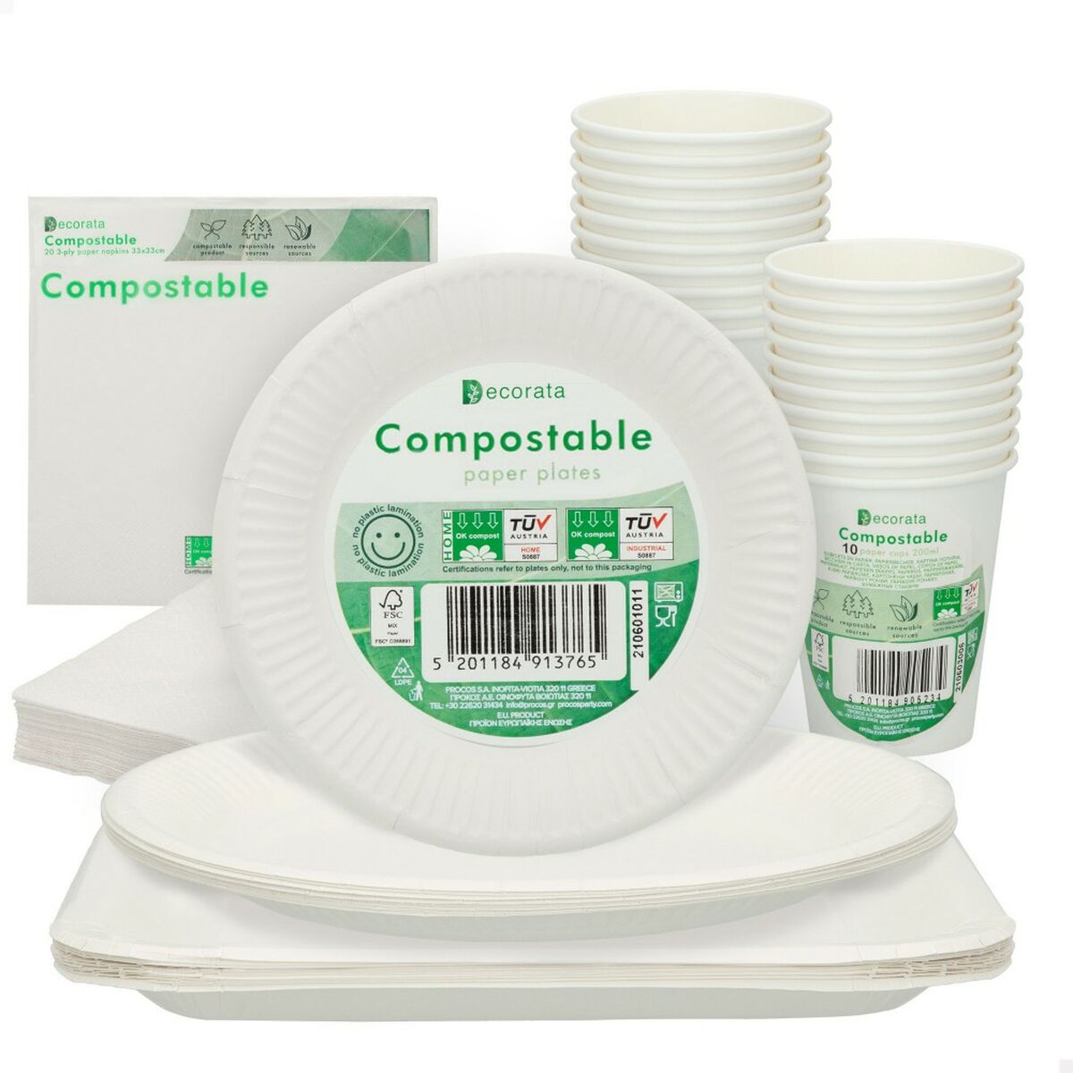 Conjunto de Louça Procos Branco Papel 23 x 1,5 x 23 cm