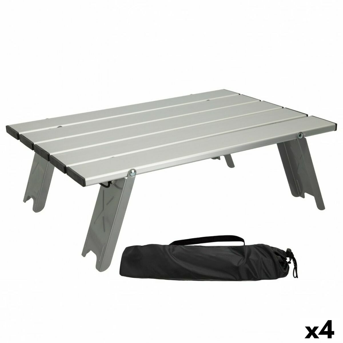 Mesa Dobrável Aktive Prateado Alumínio 40 x 13 x 28,5 cm (4 Unidades)
