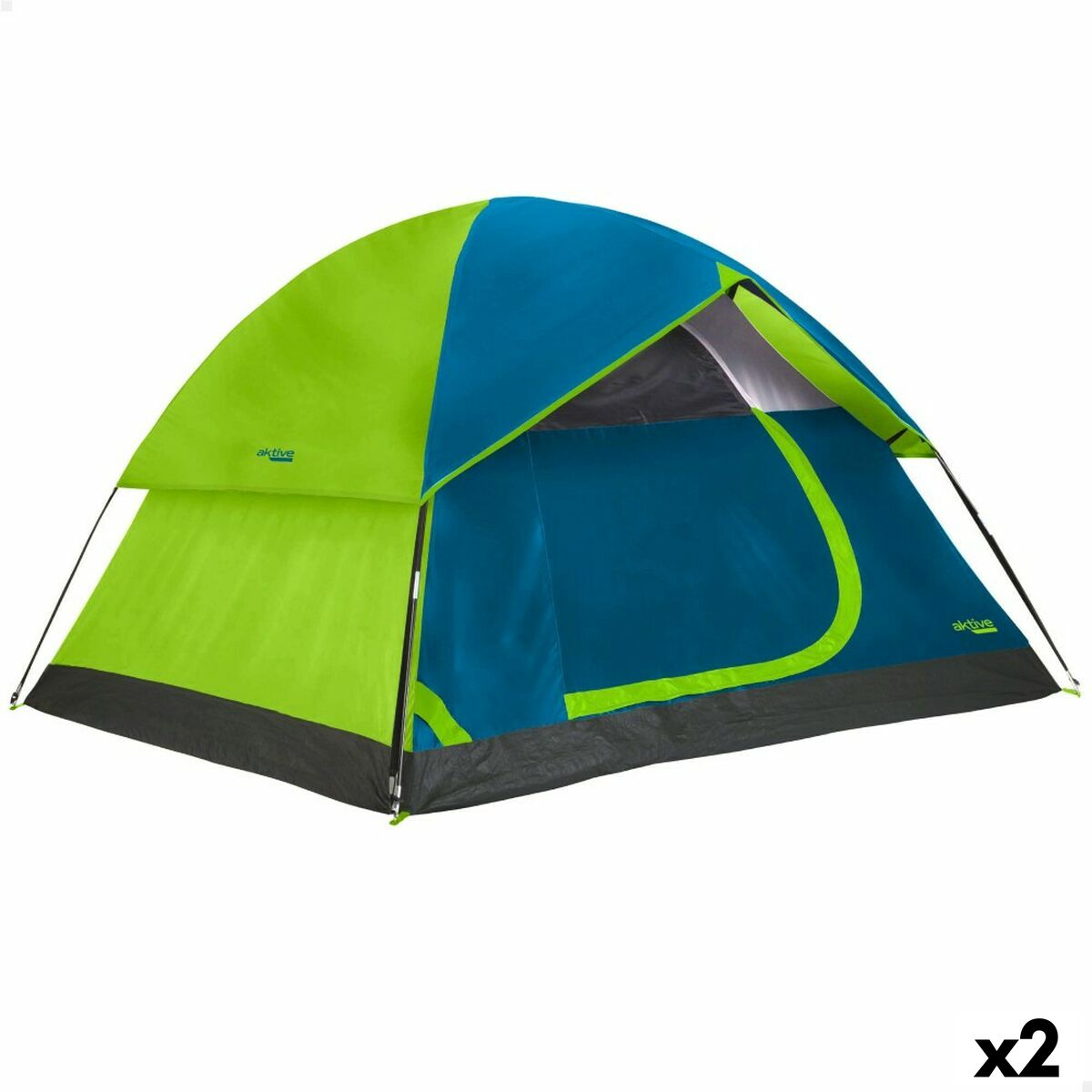 Tenda de Campanha Aktive 4 pessoas 240 x 130 x 210 cm (2 Unidades)