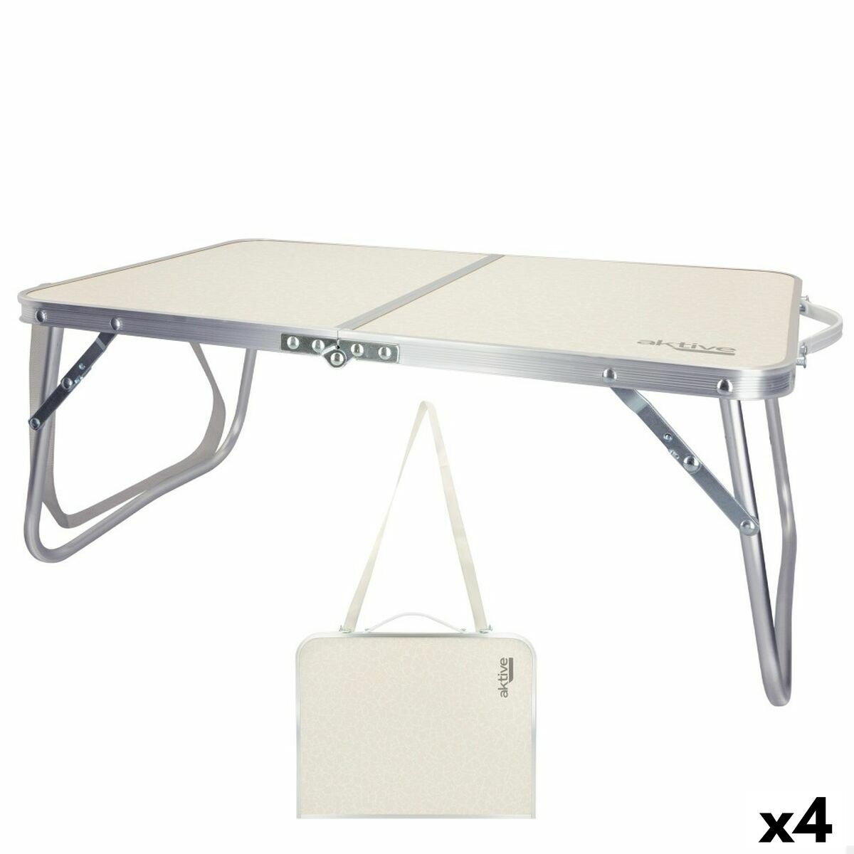 Mesa Dobrável Aktive Creme 60 x 25 x 40 cm (4 Unidades)