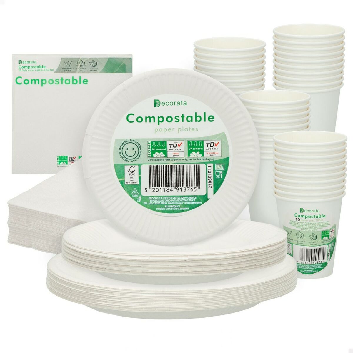 Conjunto de Louça Procos Branco Papel 23 x 1,5 x 23 cm