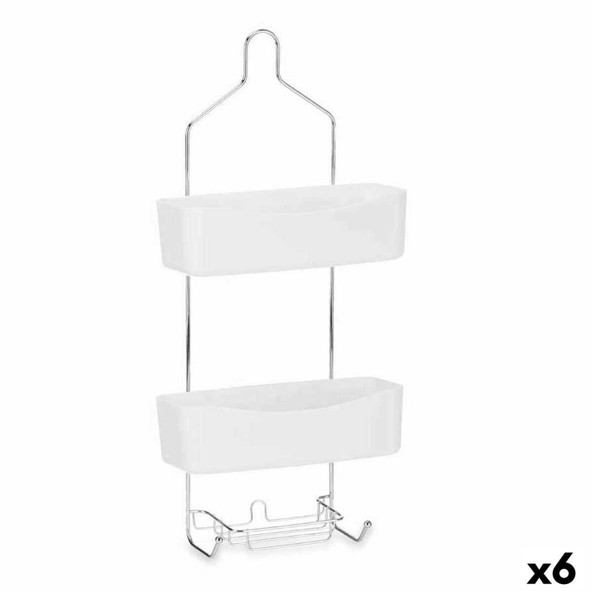 Prateleira de Casa de Banho Berilo Branco Metal Plástico 28 x 60 x 14 cm (6 Unidades)