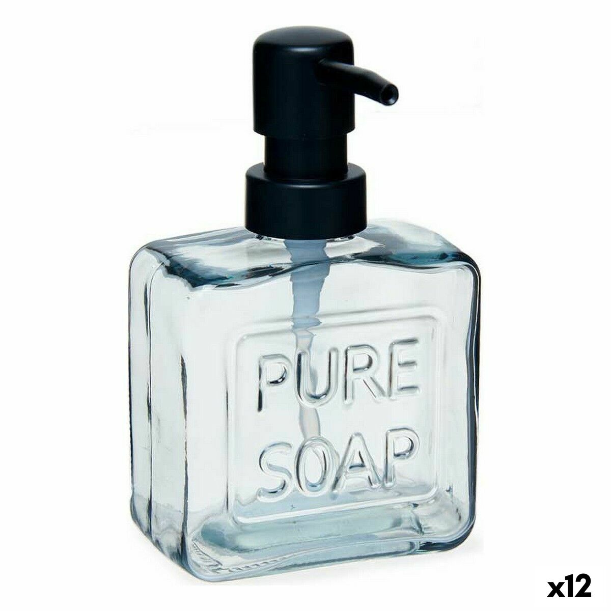 Dispensador de Sabão Berilo Pure Soap Preto Cristal Plástico 250 ml 9 x 15 x 5 cm (12 Unidades)