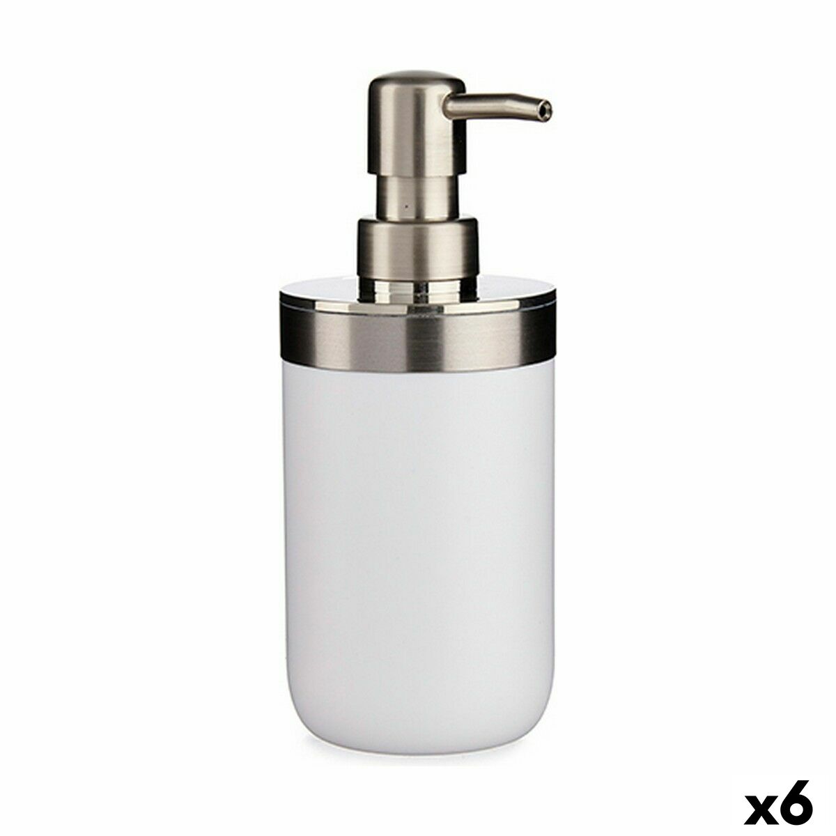 Dispensador de Sabão Berilo Branco Prateado Plástico 350 ml 8 x 17 x 9 cm 9 x 17 x 8 cm (6 Unidades)