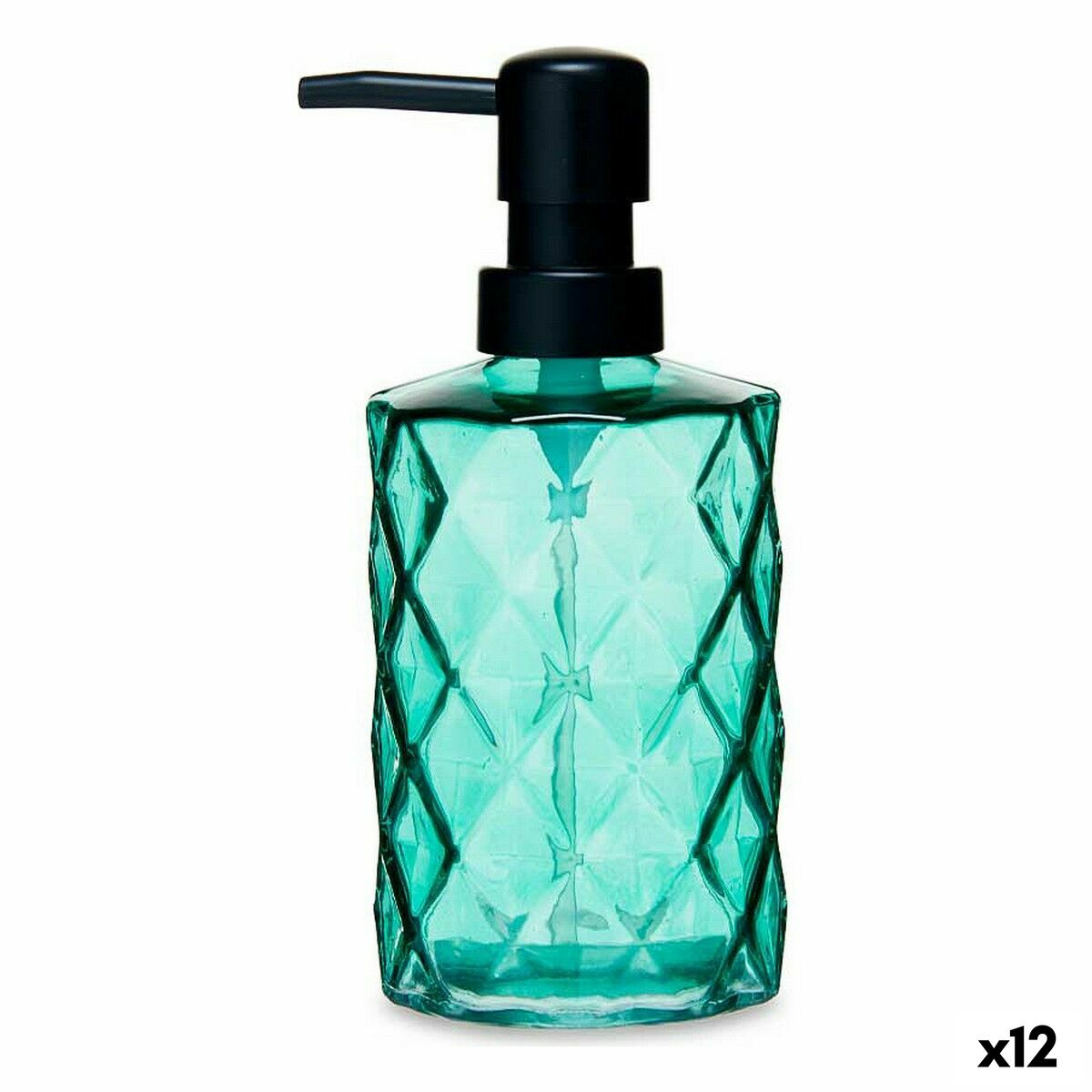 Dispensador de Sabão Berilo Verde Cristal Plástico Diamante 360 ml 410 ml 9 x 18 x 7 cm (12 Unidades)
