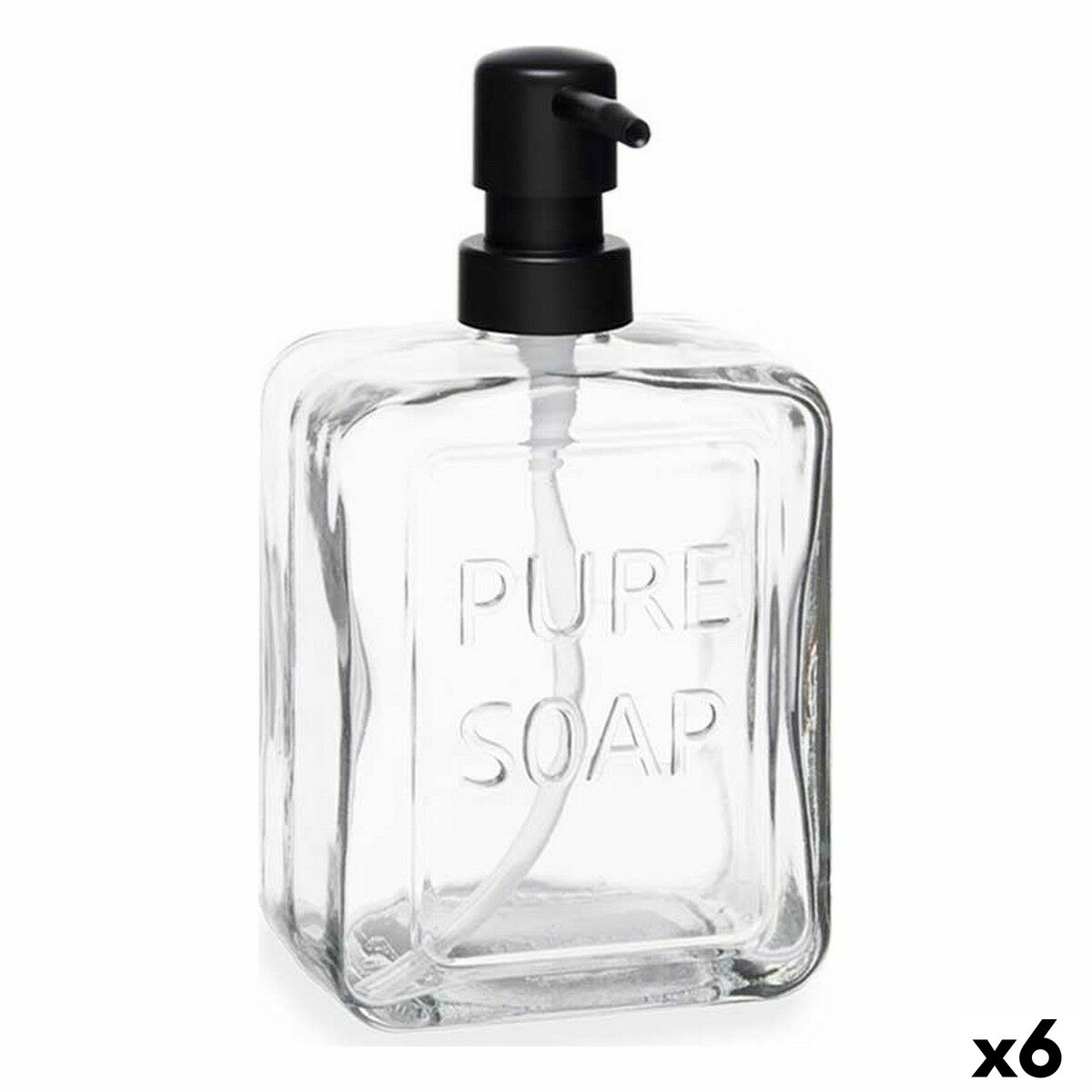 Dispensador de Sabão Berilo Pure Soap Transparente Cristal Plástico 570 ml 10 x 18 x 6 cm (6 Unidades)