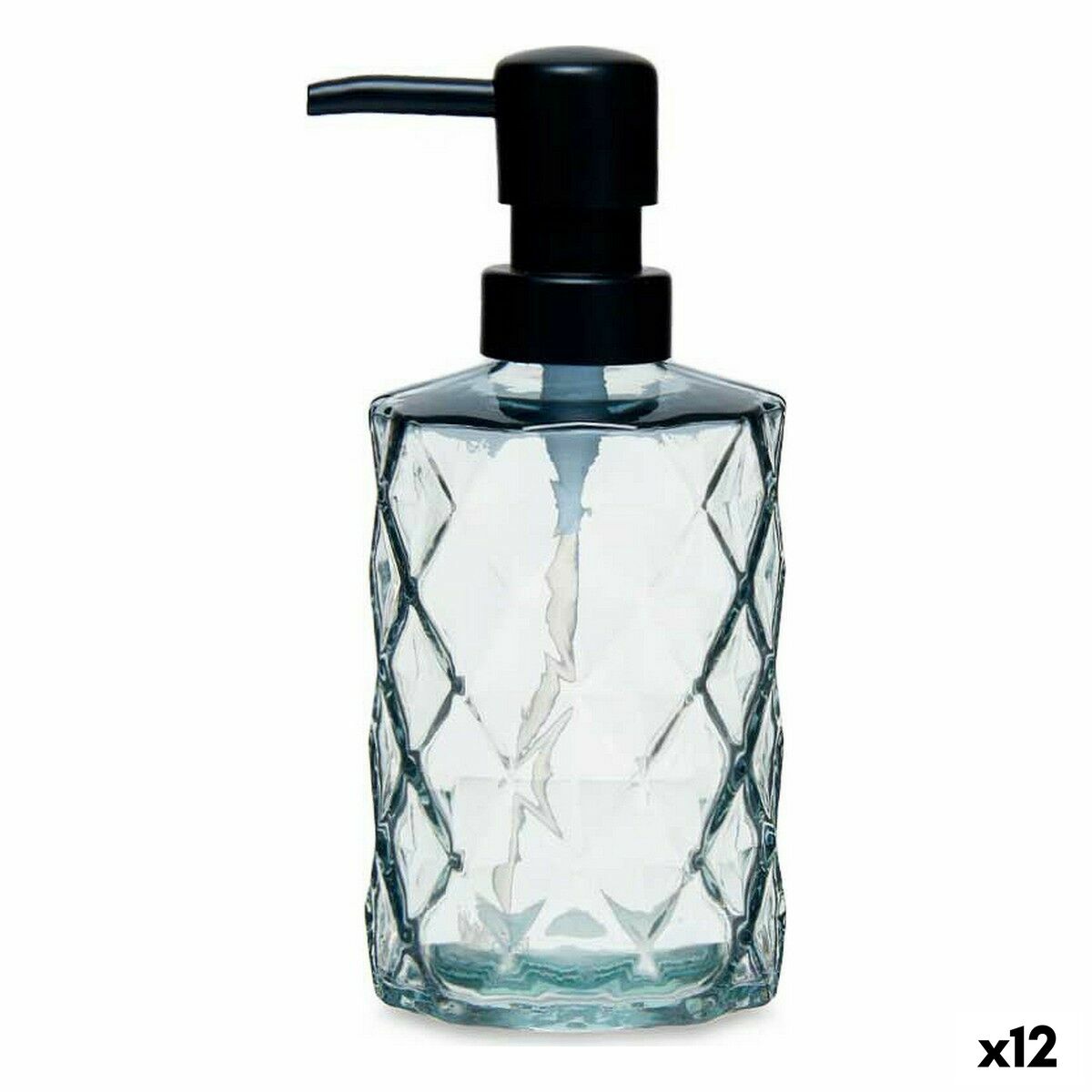 Dispensador de Sabão Berilo Preto Cristal Plástico Diamante 360 ml 410 ml 9 x 18 x 7 cm (12 Unidades)